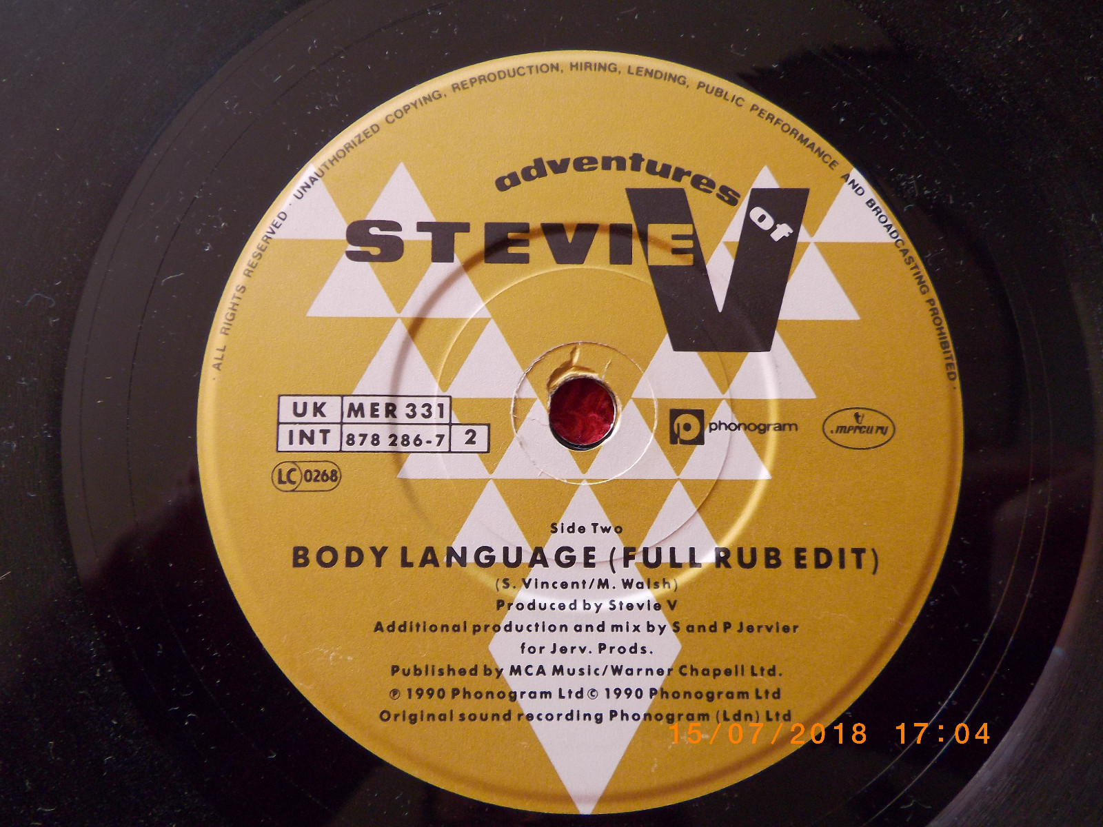 Adventures of Stevie V – Body language (45 U/min Single), Bild 2