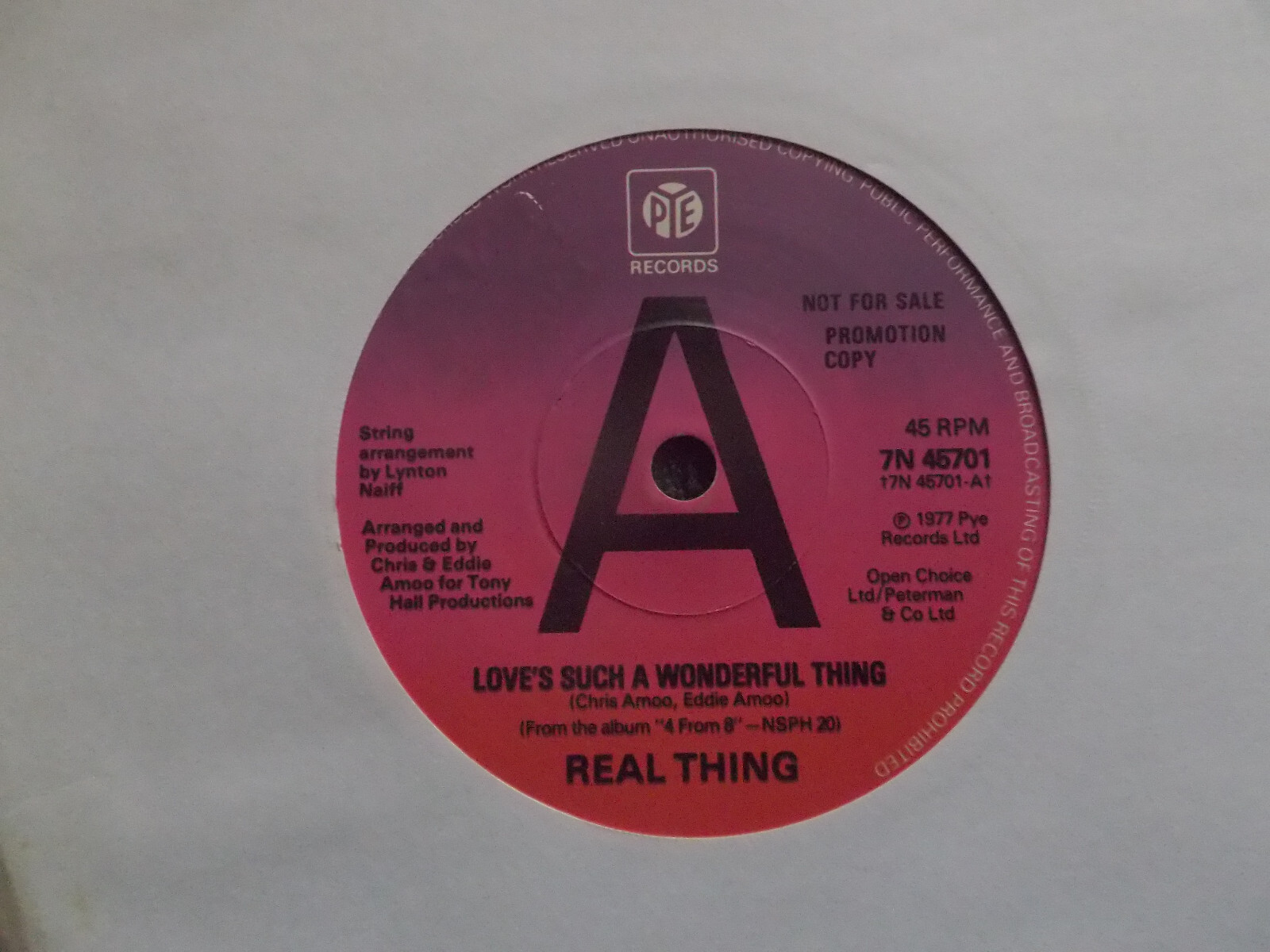 Real Thing – Love such a wonderful thing / Topsy turvy (Pye Records, 7N 45701)