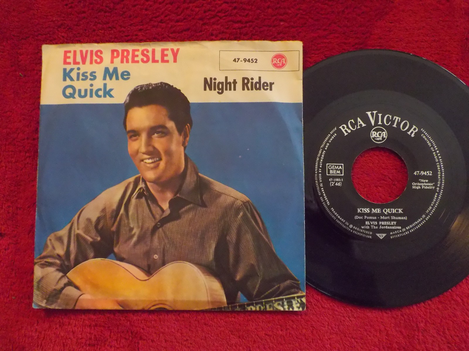 Elvis Presley – Kiss me quick / Night rider | RCA Victor 45er Single