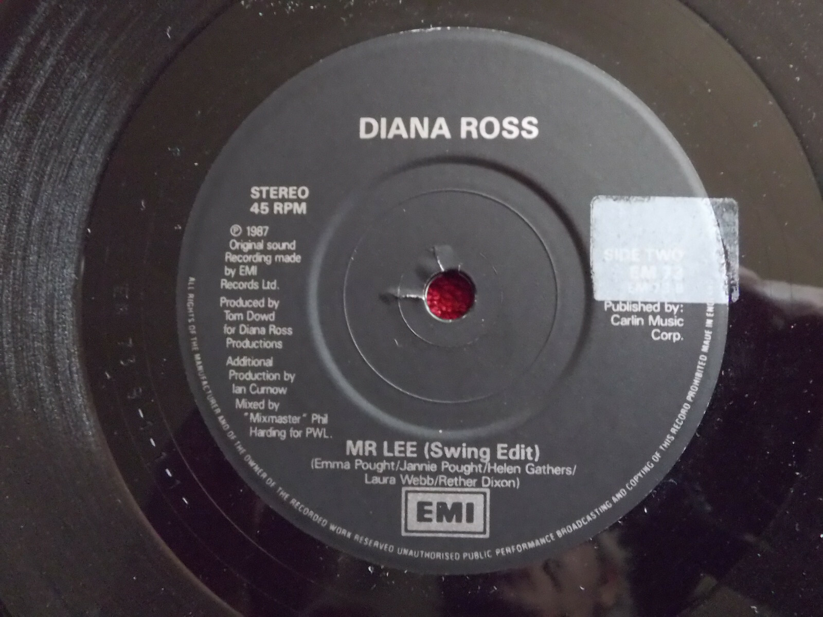Diana Ross – Mr. Lee (Album Version) / Mr. Lee (Swing Edit) · EMI Records, EM 73, Großbritannien, 1987, Bild 2
