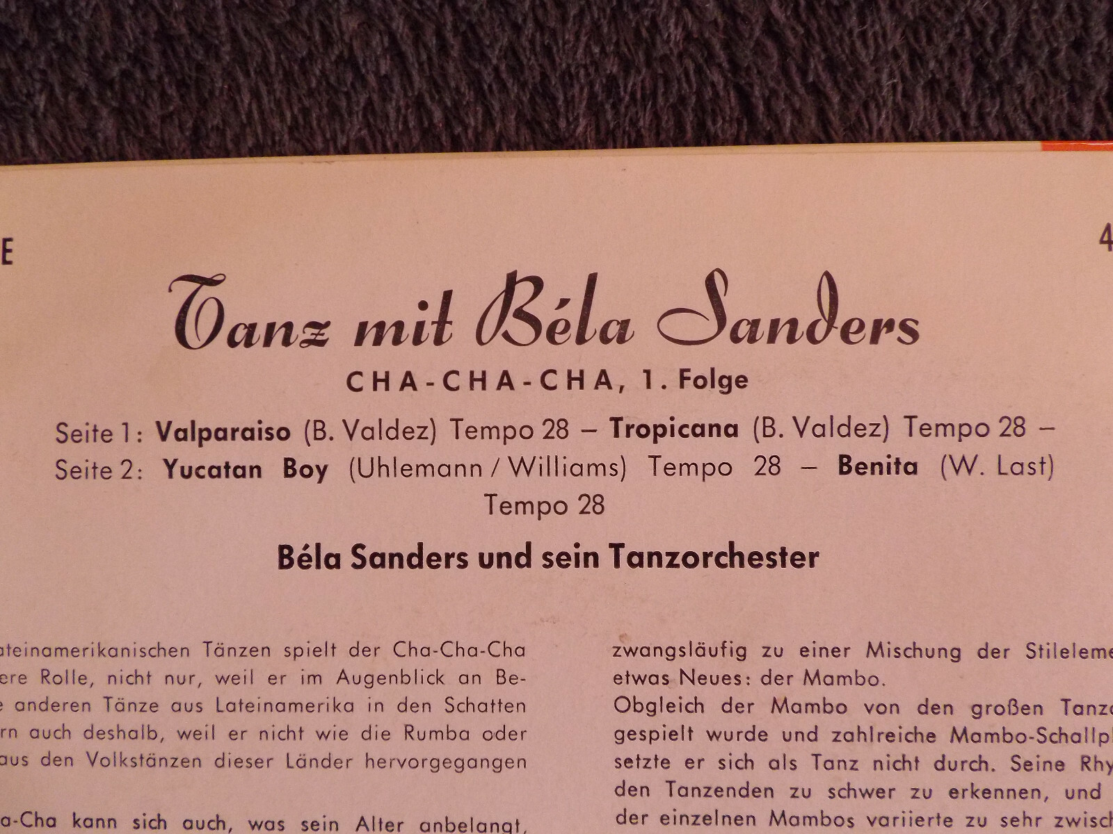 Bela Sanders – Tanz mit Bela Sanders: Cha-Cha-Cha (Philips, 1965), Bild 3