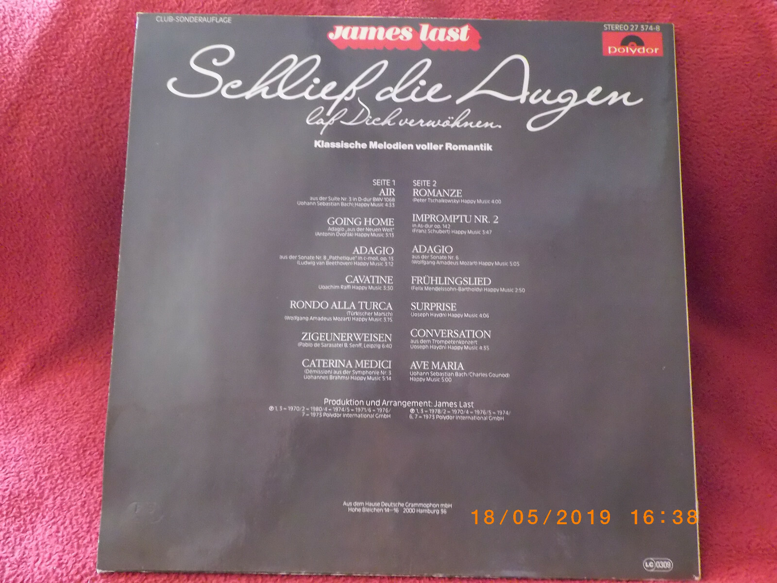 James Last – Schließ die Augen | Polydor Records Club-Sonderauflage LP, Bild 2