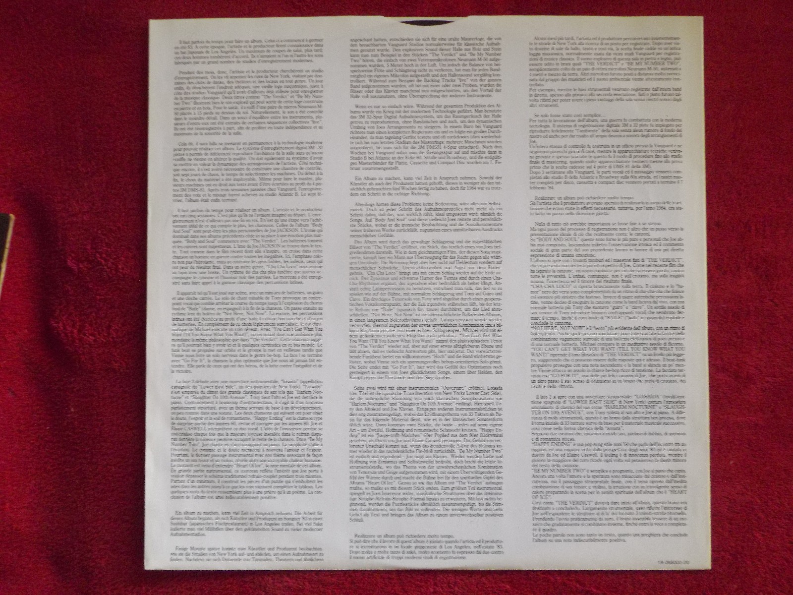 Joe Jackson – Body and Soul (LP, Niederlande, 1984), Bild 2