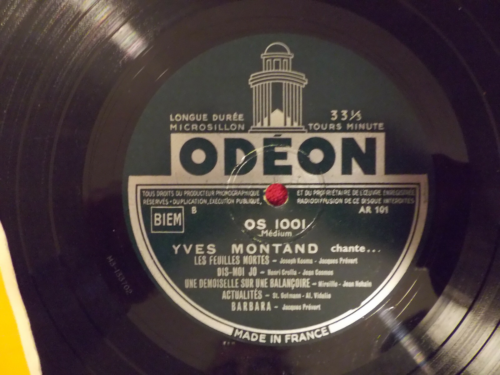 Yves Montand – Chante (10-inch-LP, Odeon Records), Bild 2