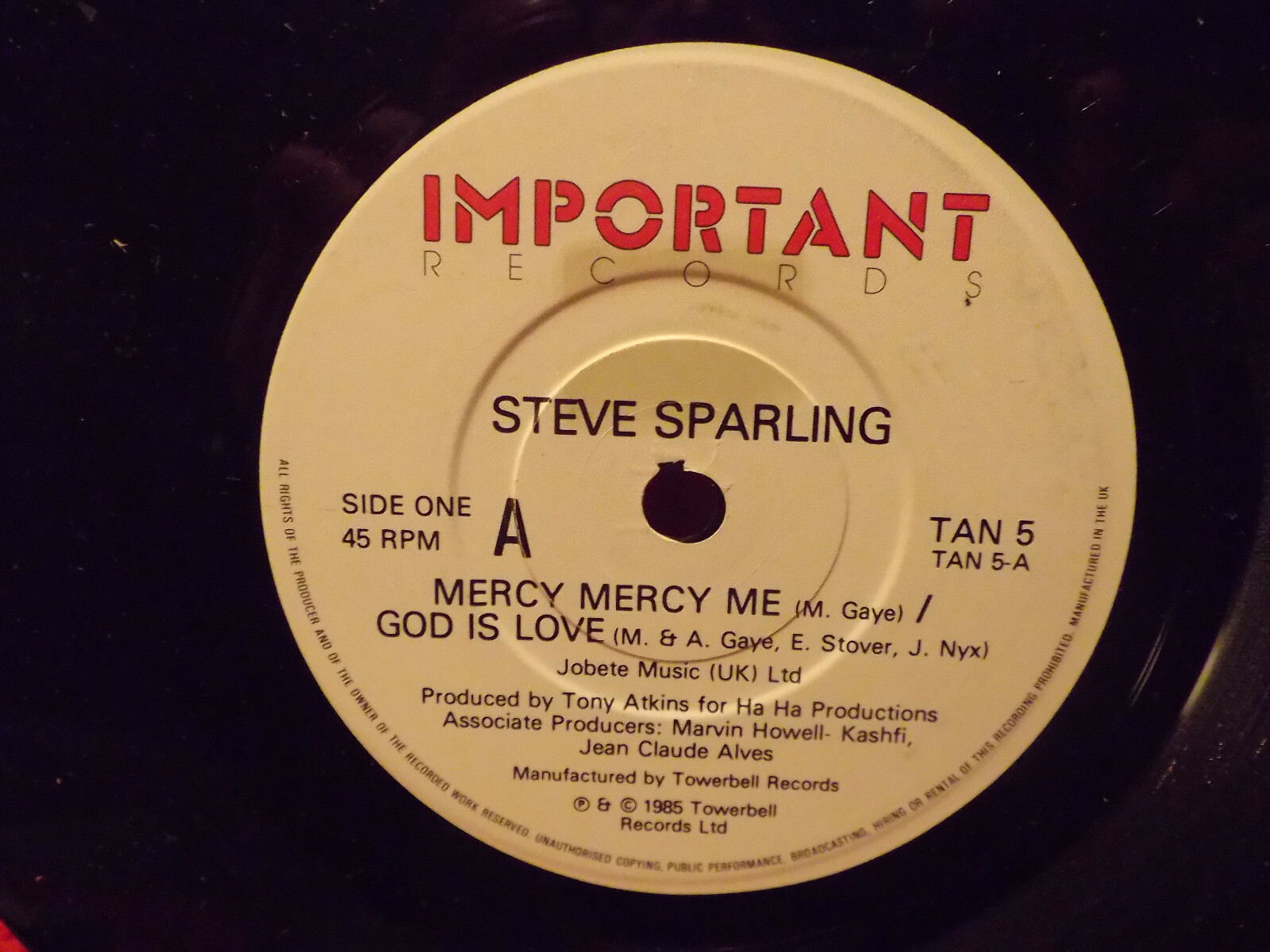 Steve Sparling – Mercy mercy me - God is love (UK, 7-Inch-Single, 1985)