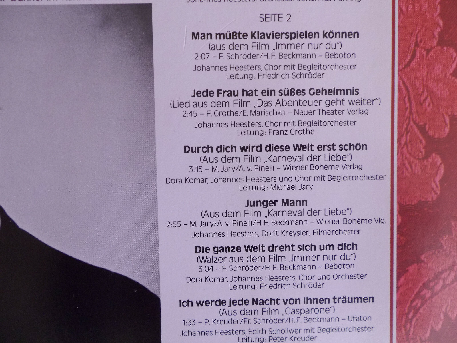Johannes Heesters – Die großen Erfolge von gestern (Ariola LP), Bild 7