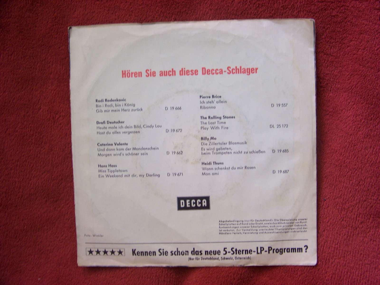 Caterina Valente – Laß mich nicht so lang allein / Neben dir (Decca, Single), Bild 2