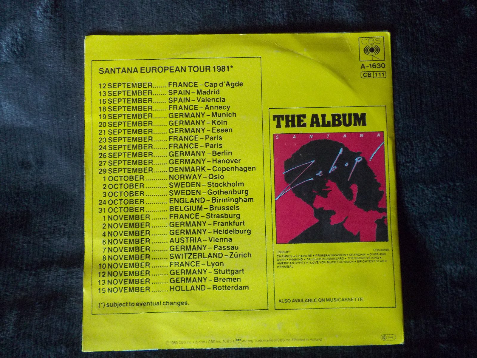 Santana – The Sensitive Kind / Changes | CBS, Niederlande, 1981, Bild 2