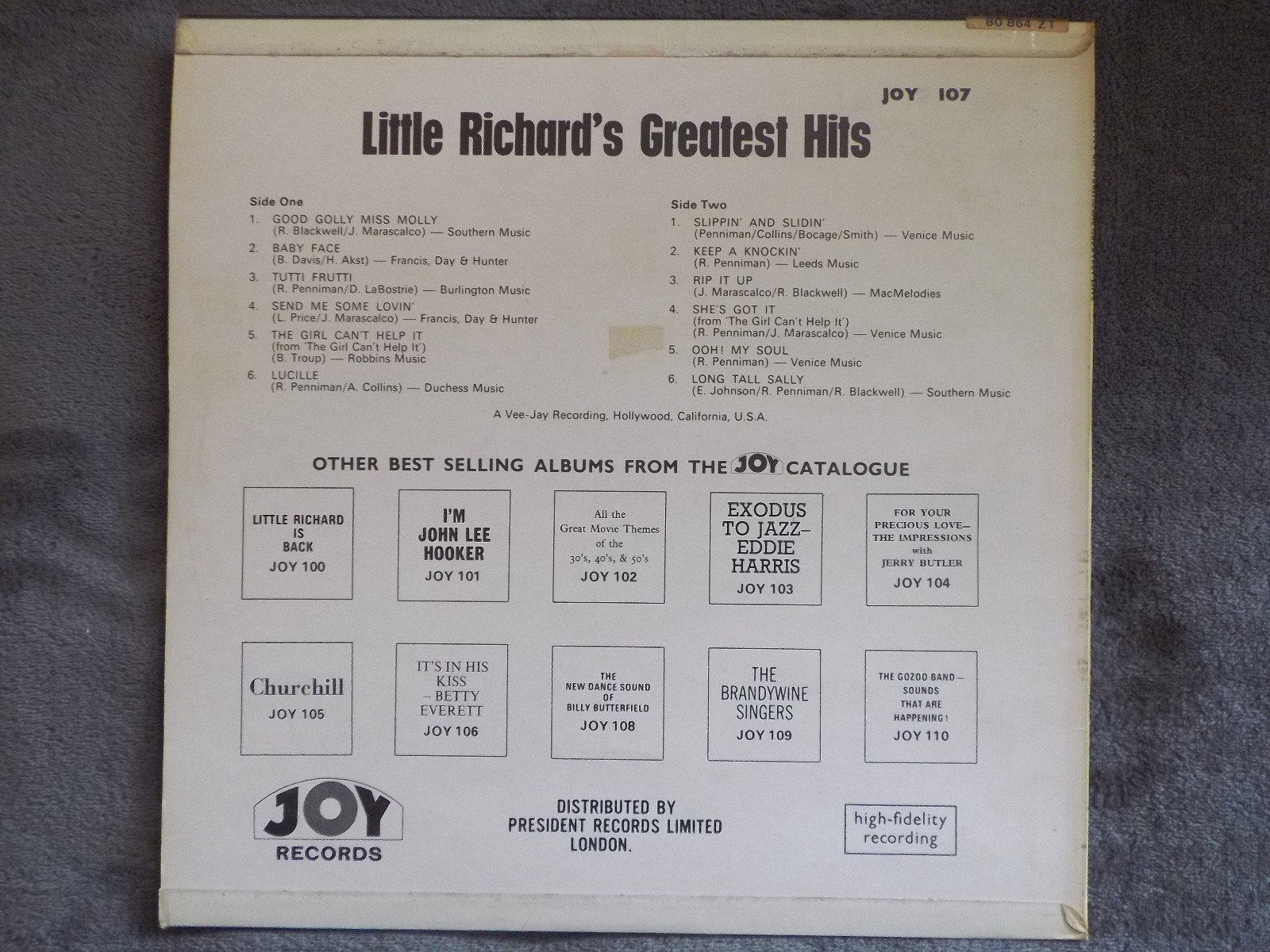 Little Richard – His Greatest Hits | Joy Records, UK-LP, Bild 2