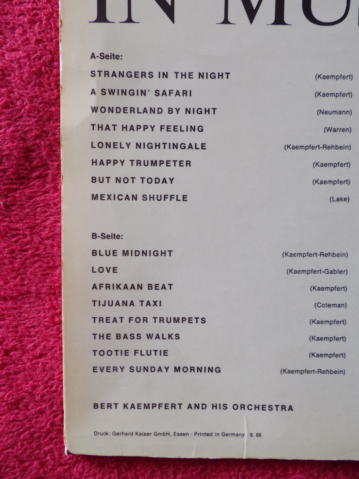 Bert Kaempfert – Portrait in Music | Polydor Club-Sonderauflage, H 823, Bild 3