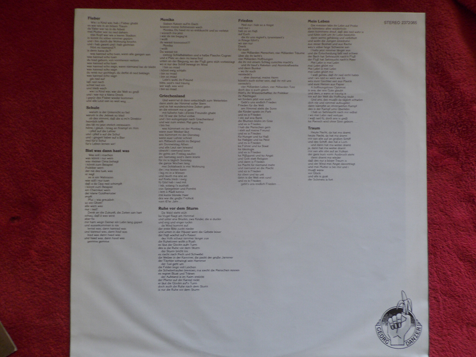 Georg Danzer – Ruhe vor dem Sturm, Polydor LP, Bild 5