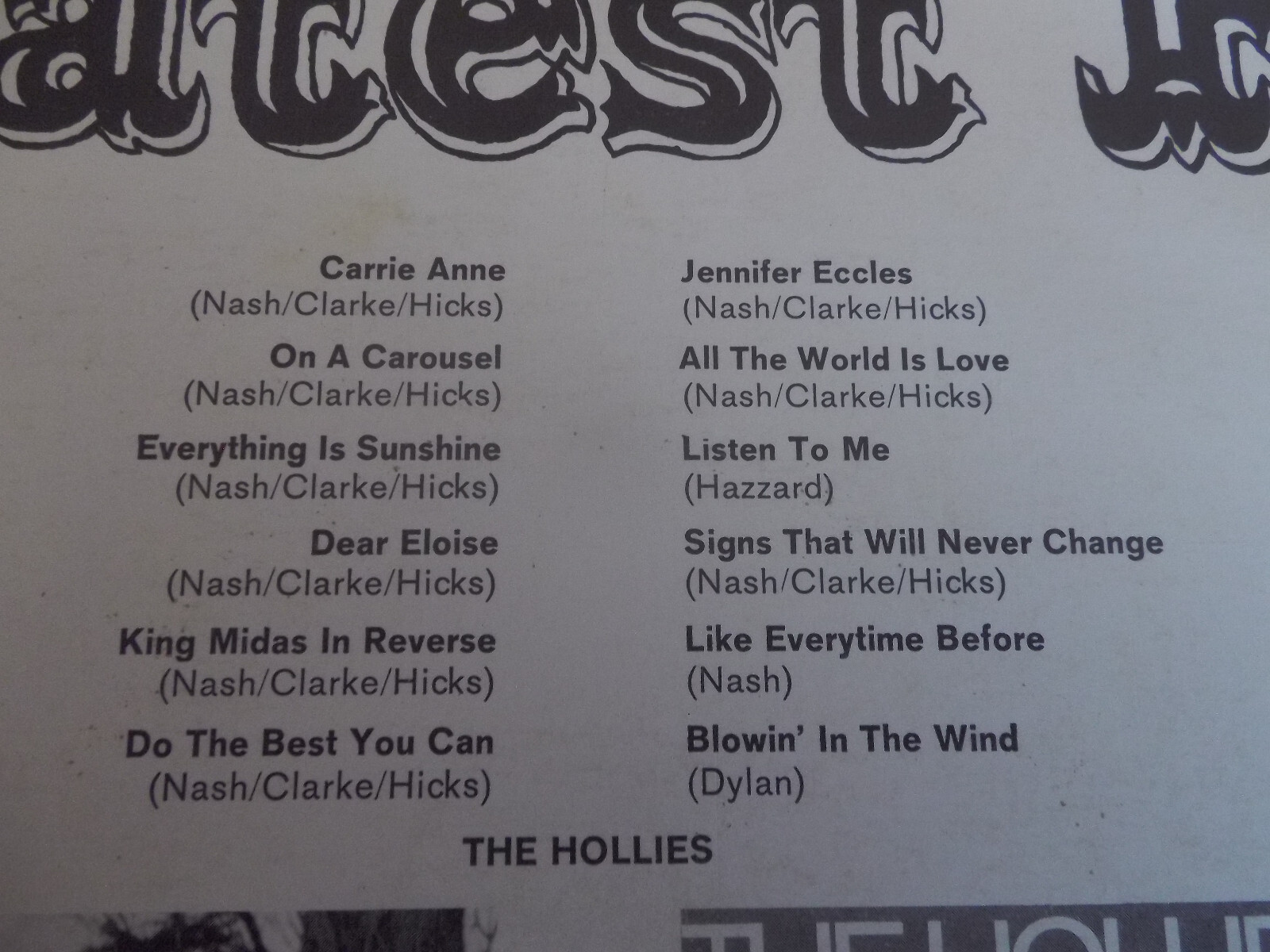 The Hollies – Greatest Hits | Hansa Records, LP, Deutschland 1968, Bild 3