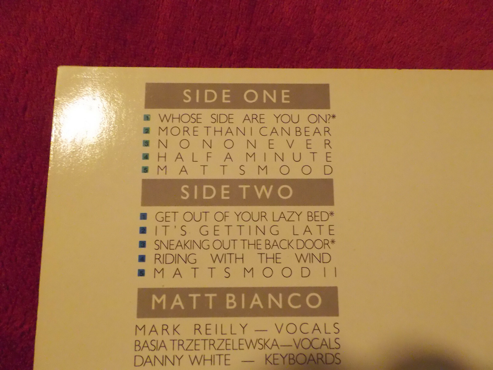 Matt Bianco – Whose Side Are You On (WEA Records, LP, 1984), Bild 3