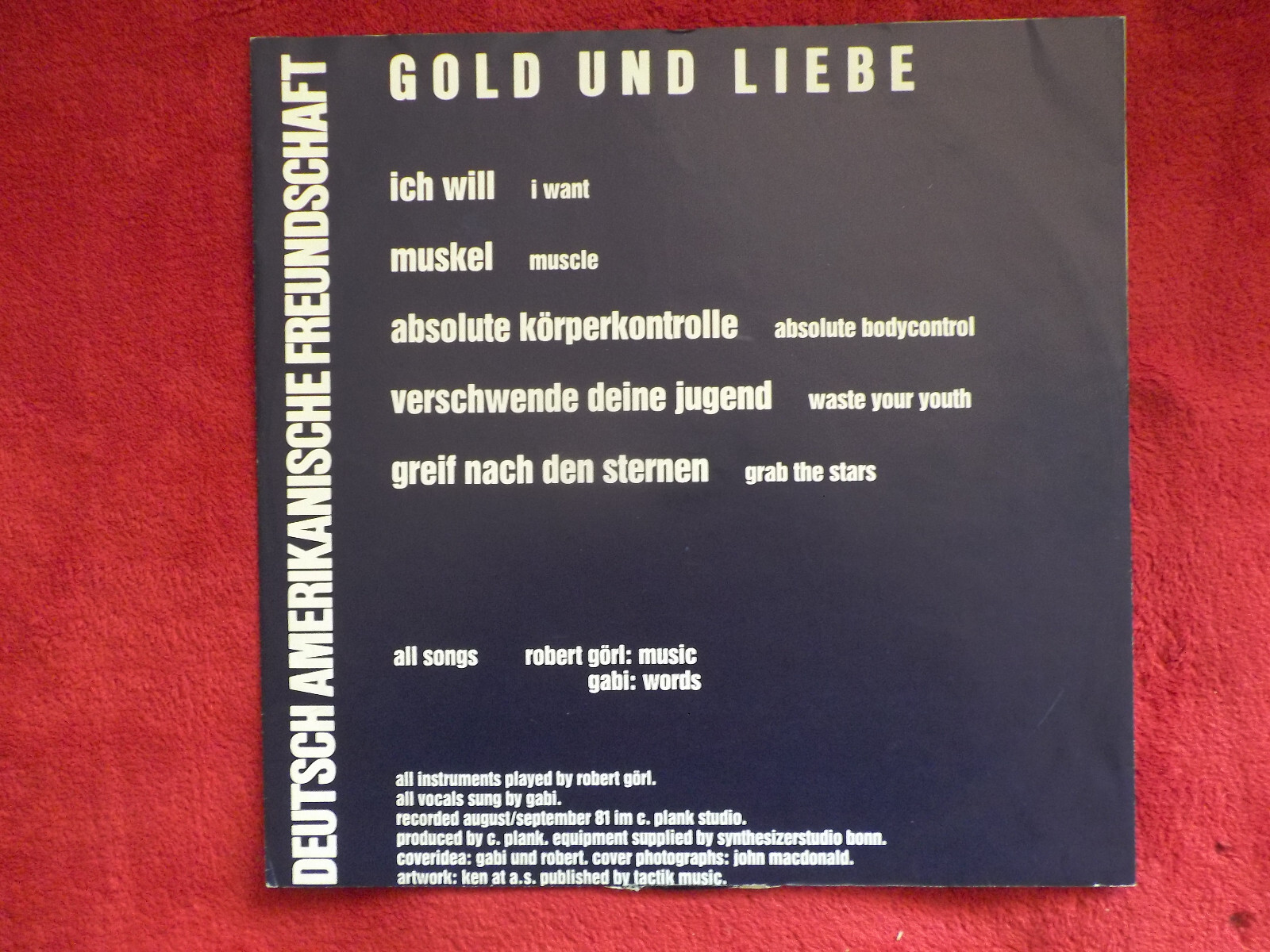 DAF – Gold und Liebe | Virgin Records, 204 165, LP (1981), Bild 3