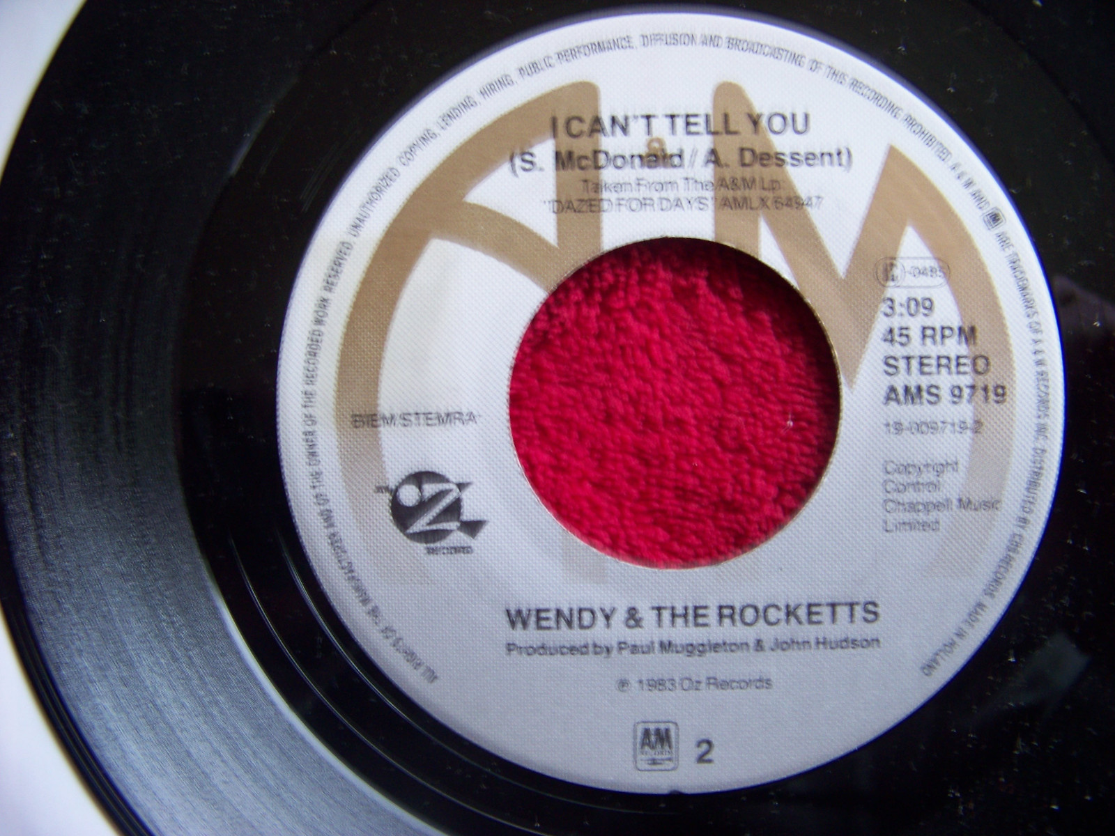 Wendy & The Rocketts – Play the game / I can´t tell you (A&M Records, AMS 9719), Bild 2