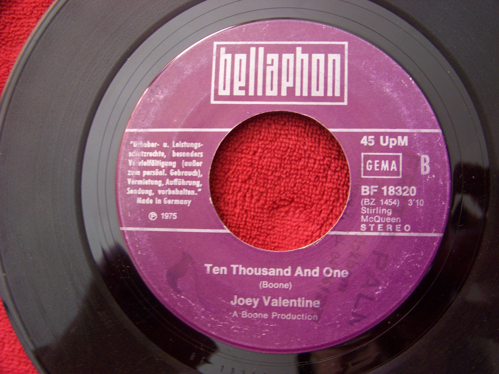 Joey Valentine – Pretty Flamingo / Ten Thousand and One | Bellaphon, 1975, Bild 2