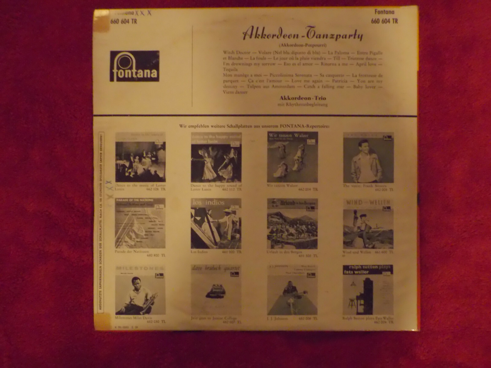 Akkordeon-Trio – Akkordeon-Tanzparty (10 inch LP, Fontana Records, 1959), Bild 3