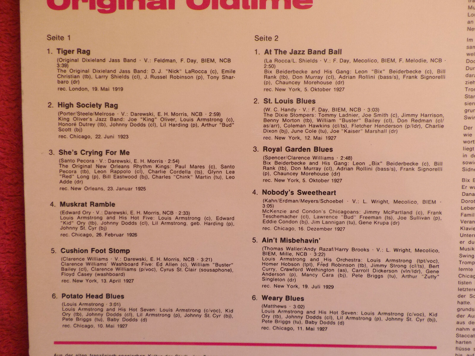 Various – Original Oldtime · LP, 1967, Bild 4