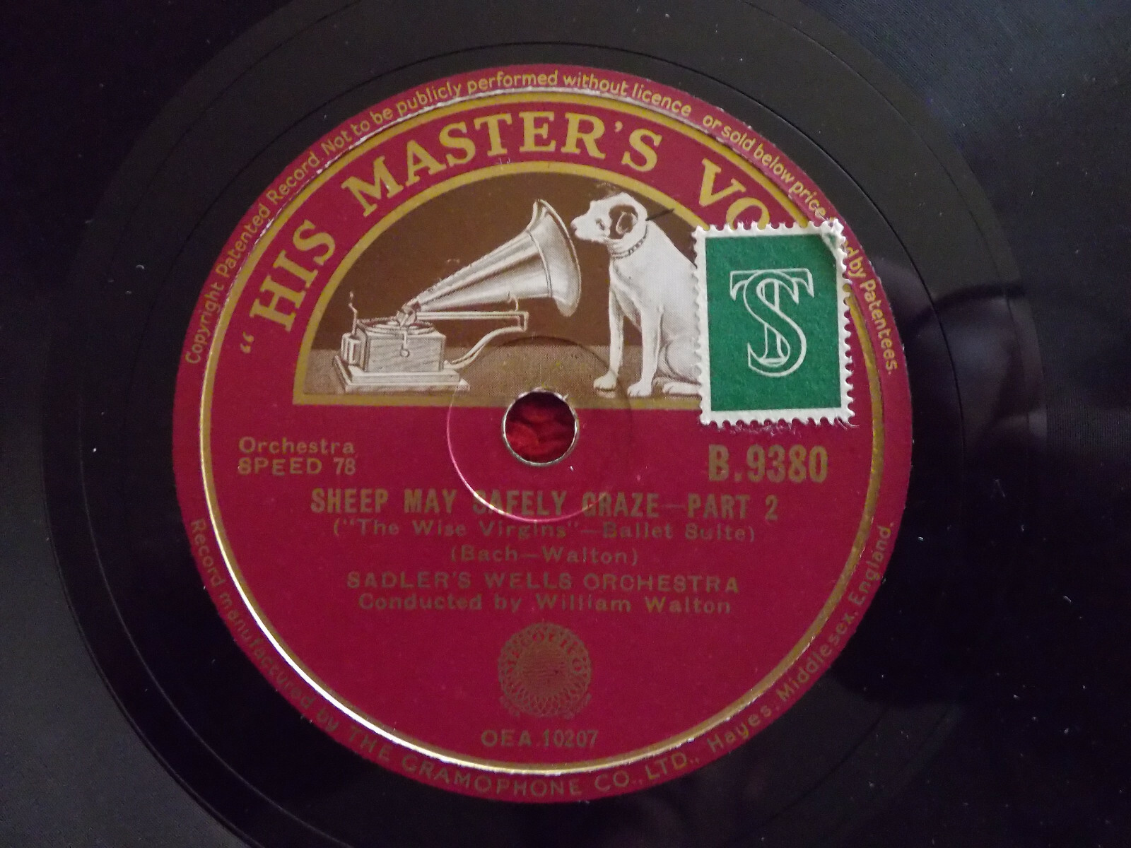 Sadler´s Wells Orchestra – Sheep may safely graze Part 1+2 (78er Schellackplatte), Bild 2