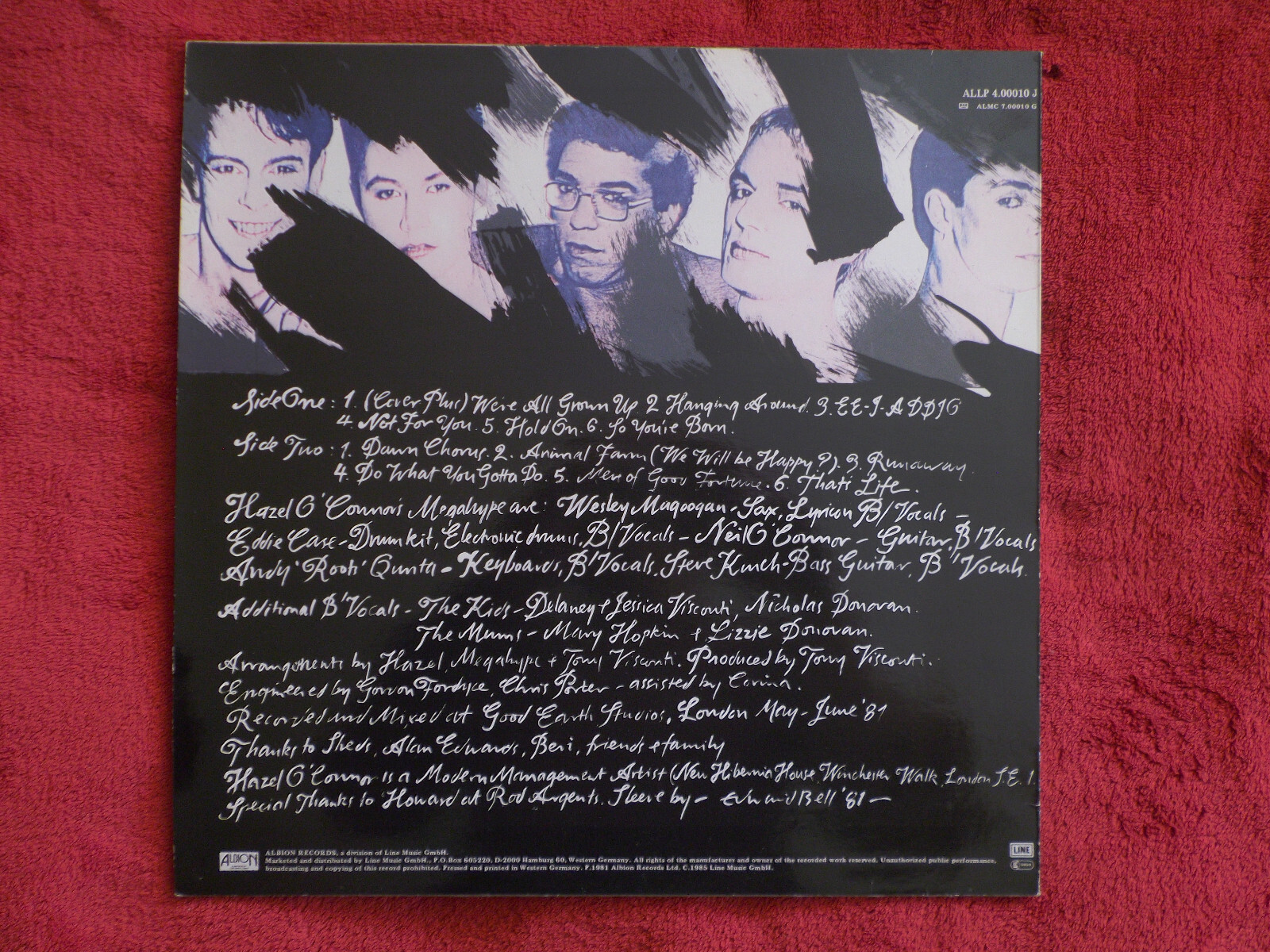 Hazel O´ Connor – Cover plus | Albion Records LP, weißes Vinyl, Bild 3