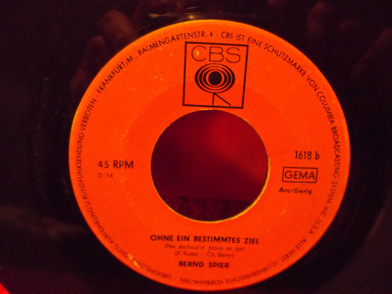 Bernd Spier – Memphis Tennessee / Ohne ein bestimmtes Ziel (CBS Records 1618), Bild 2