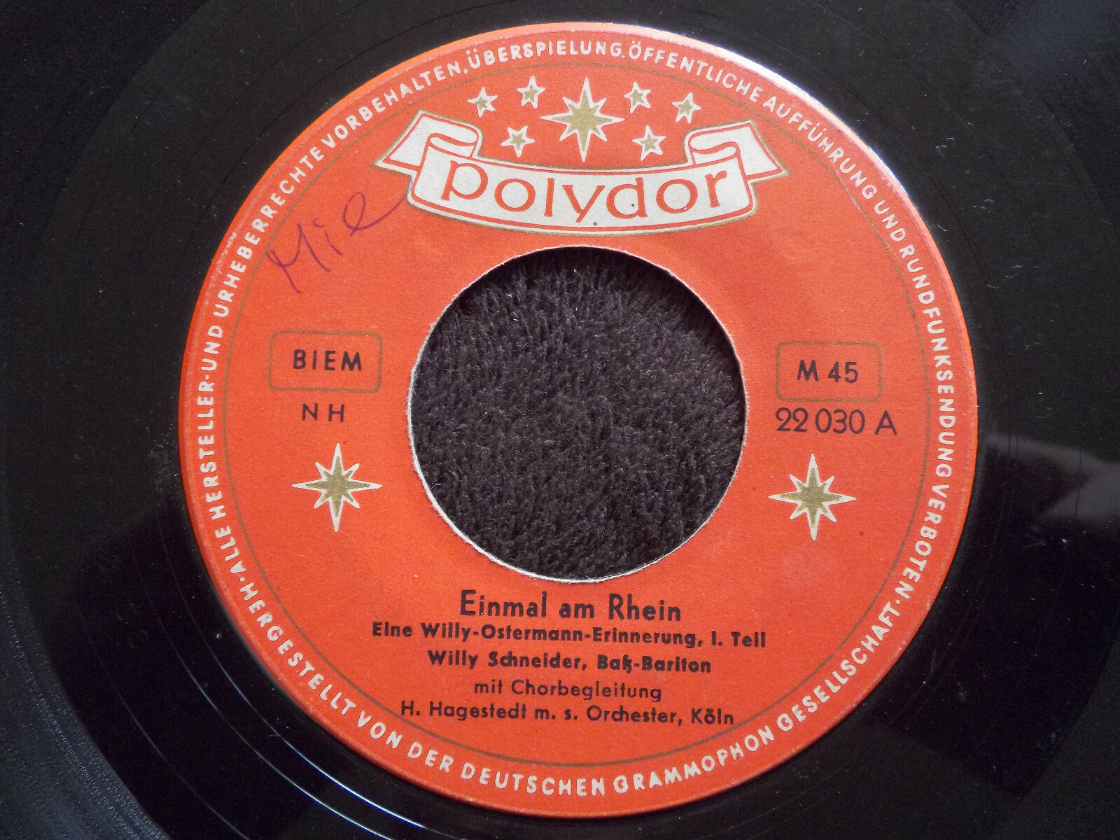 Willy Schneider – Einmal am Rhein / Eine Willy-Ostermann-Erinnerung (Polydor Records 22 030)