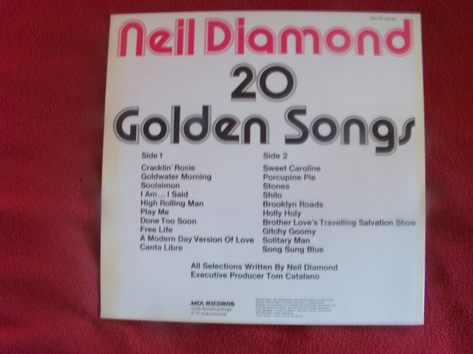 Neil Diamond – 20 Golden Hits | MCA Records Club-Sonderauflage, LP, Bild 2