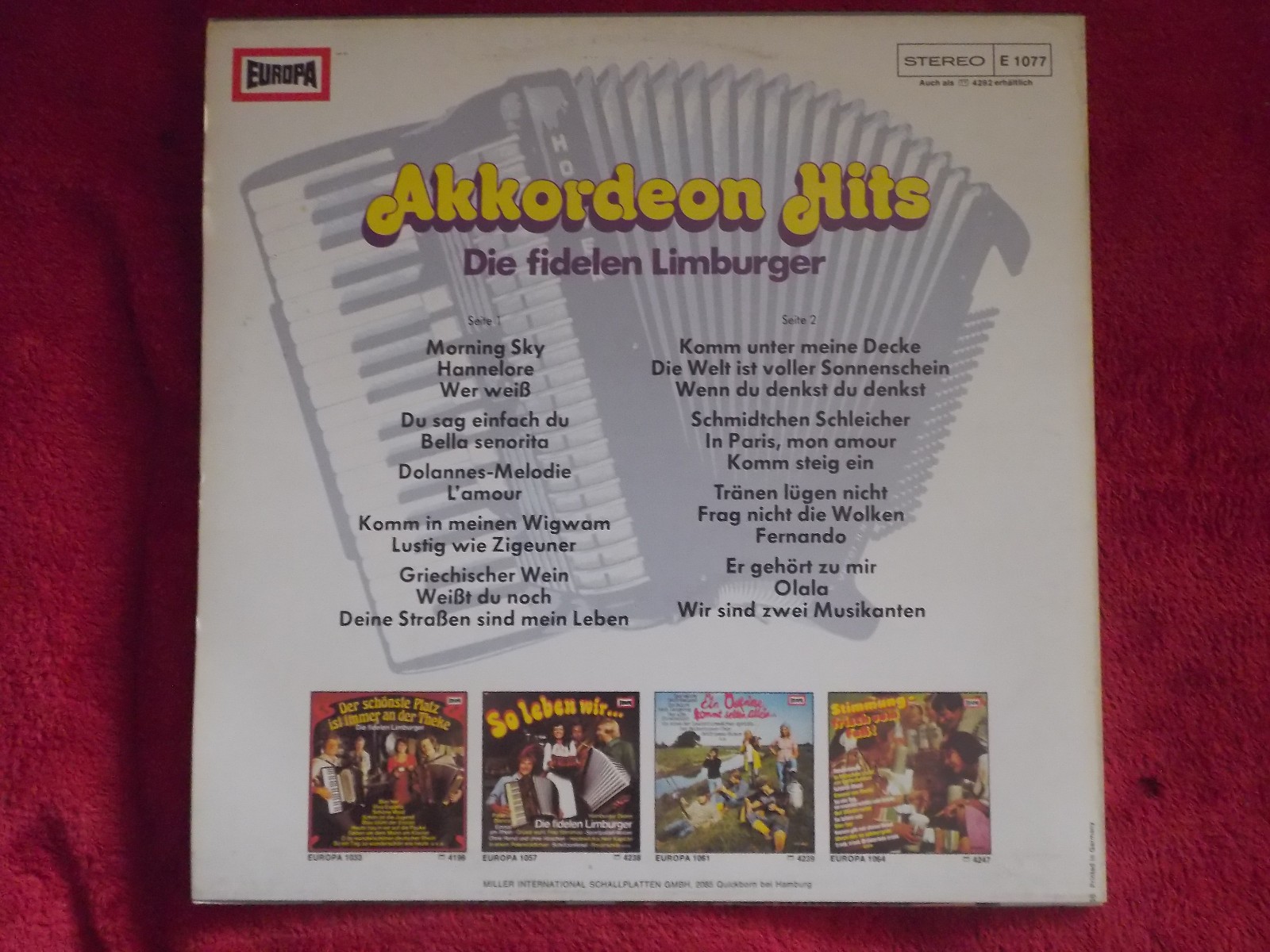 Die fidelen Limburger – Akkordeon Hits (LP, Europa Records, 1976), Bild 2