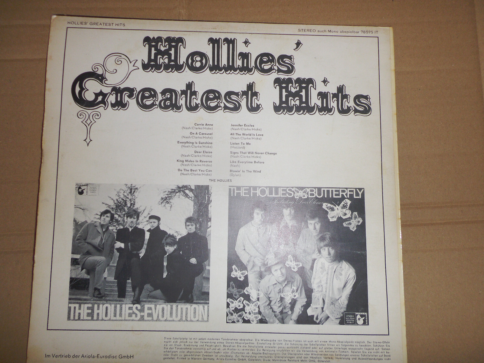 The Hollies – Greatest Hits | Hansa Records, LP, Deutschland 1968, Bild 2