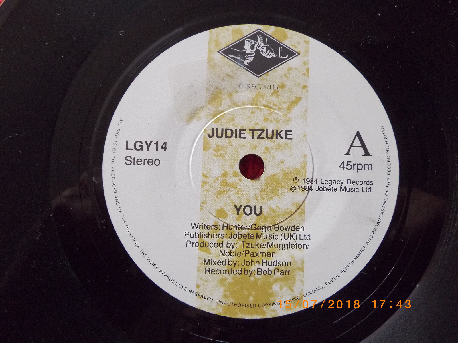 Judie Tzuke – You / Racing against time (Legacy Records, LGY 14, 1984)