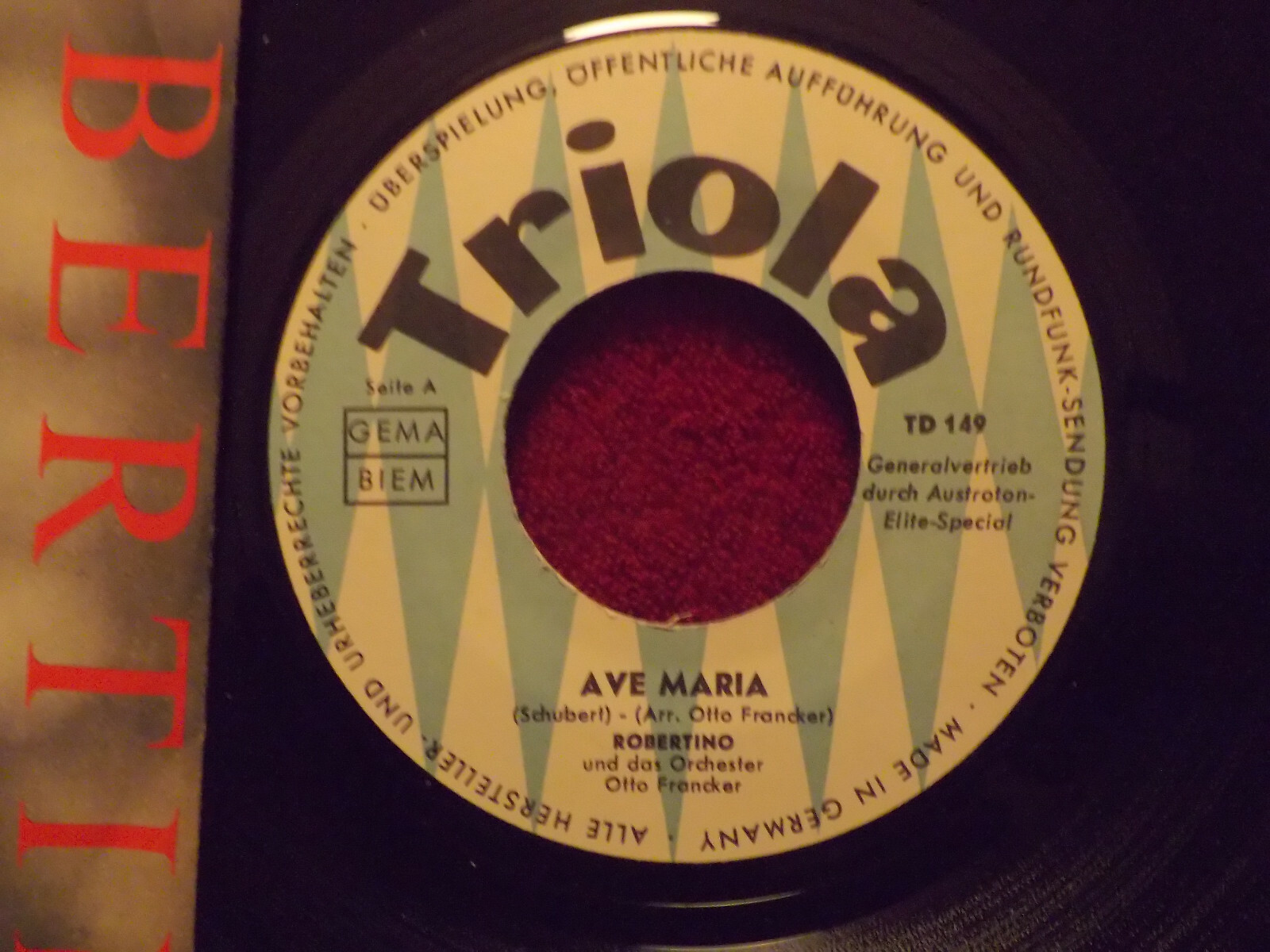 Robertino – Ave Maria / O sole mio | Triola Records TD 149, Single, Bild 2