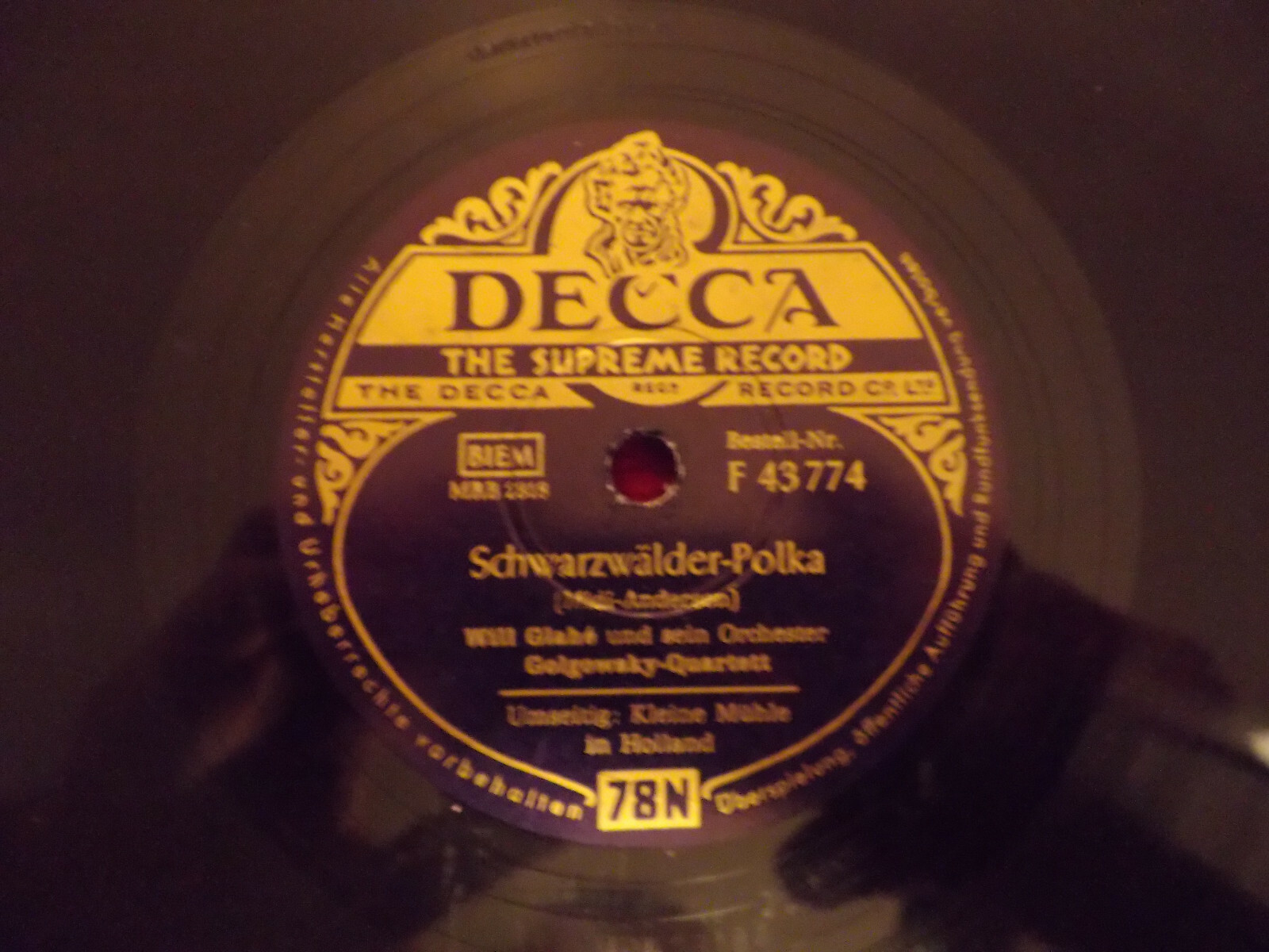 Will Glahe – Schwarzwälder-Polka / Kleine Mühle in Holland (Schellack, 78 U/min)