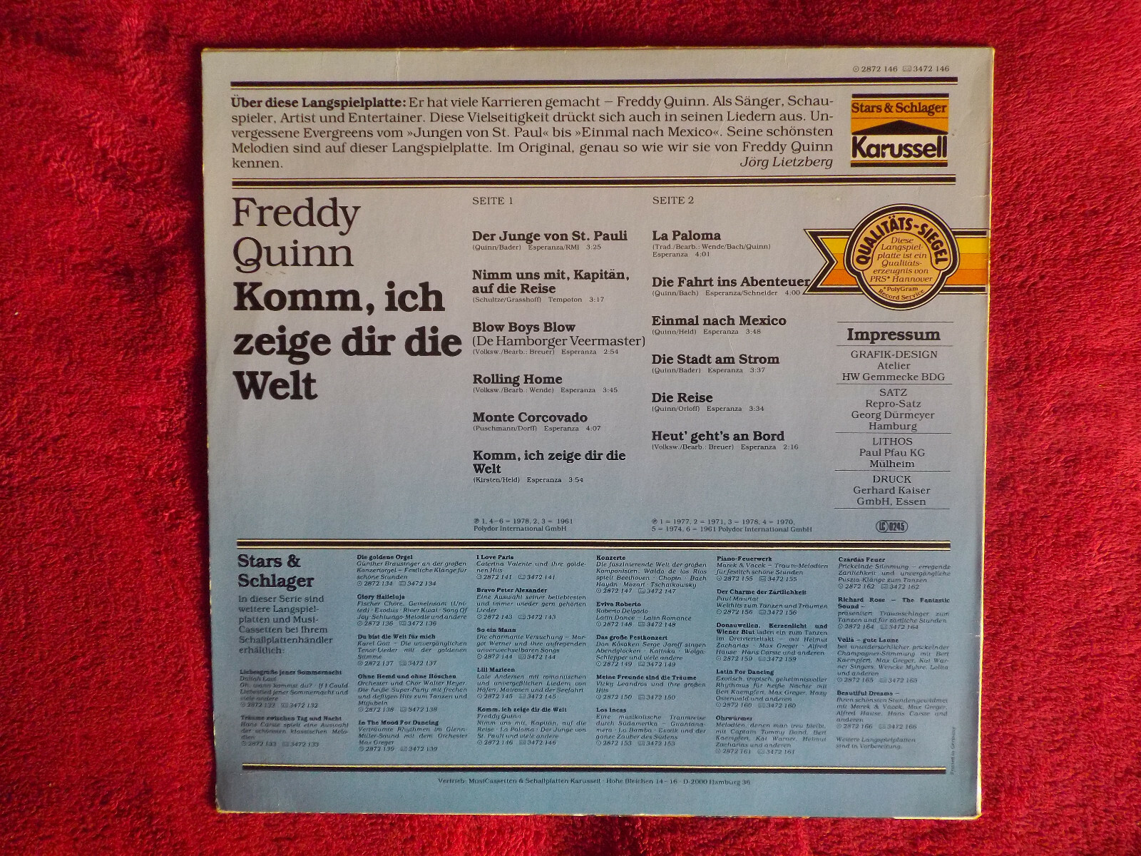 Freddy Quinn – Komm´ ich zeige dir die Welt (LP), Bild 3