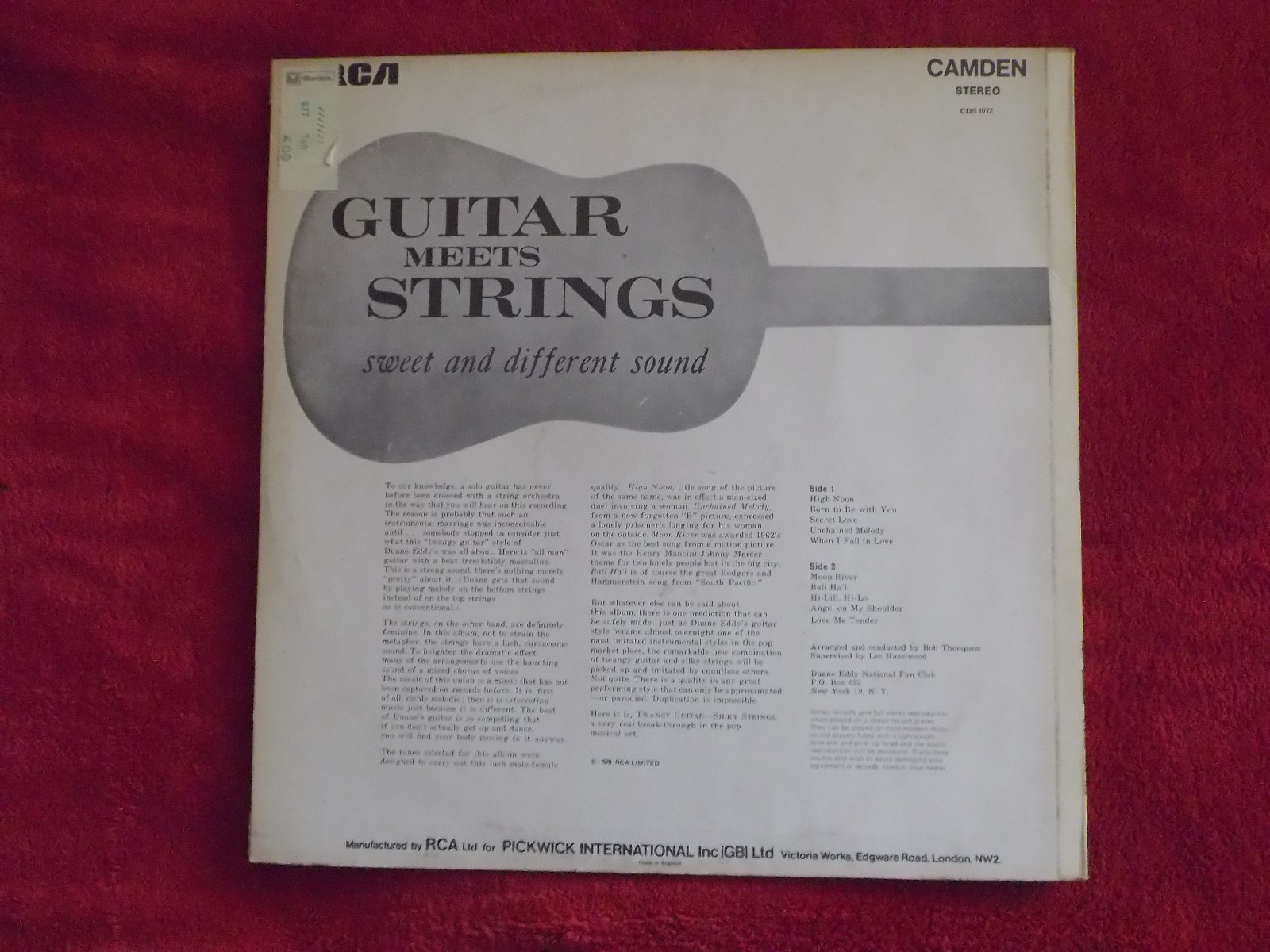 Duane Eddy – Twangy guitar - silky strings | RCA Camden LP, 1970, Bild 2