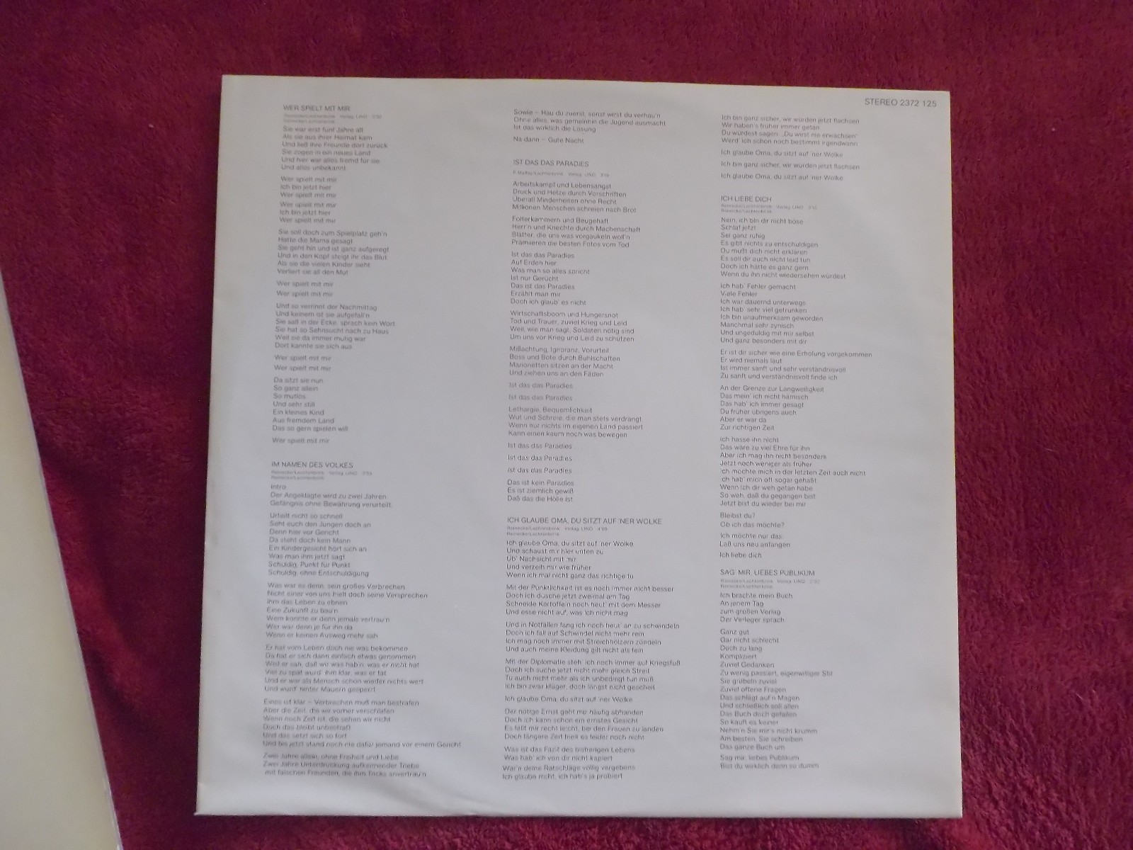 Volker Lechtenbrink – Wer spielt mir mir (Polydor LP), Bild 3