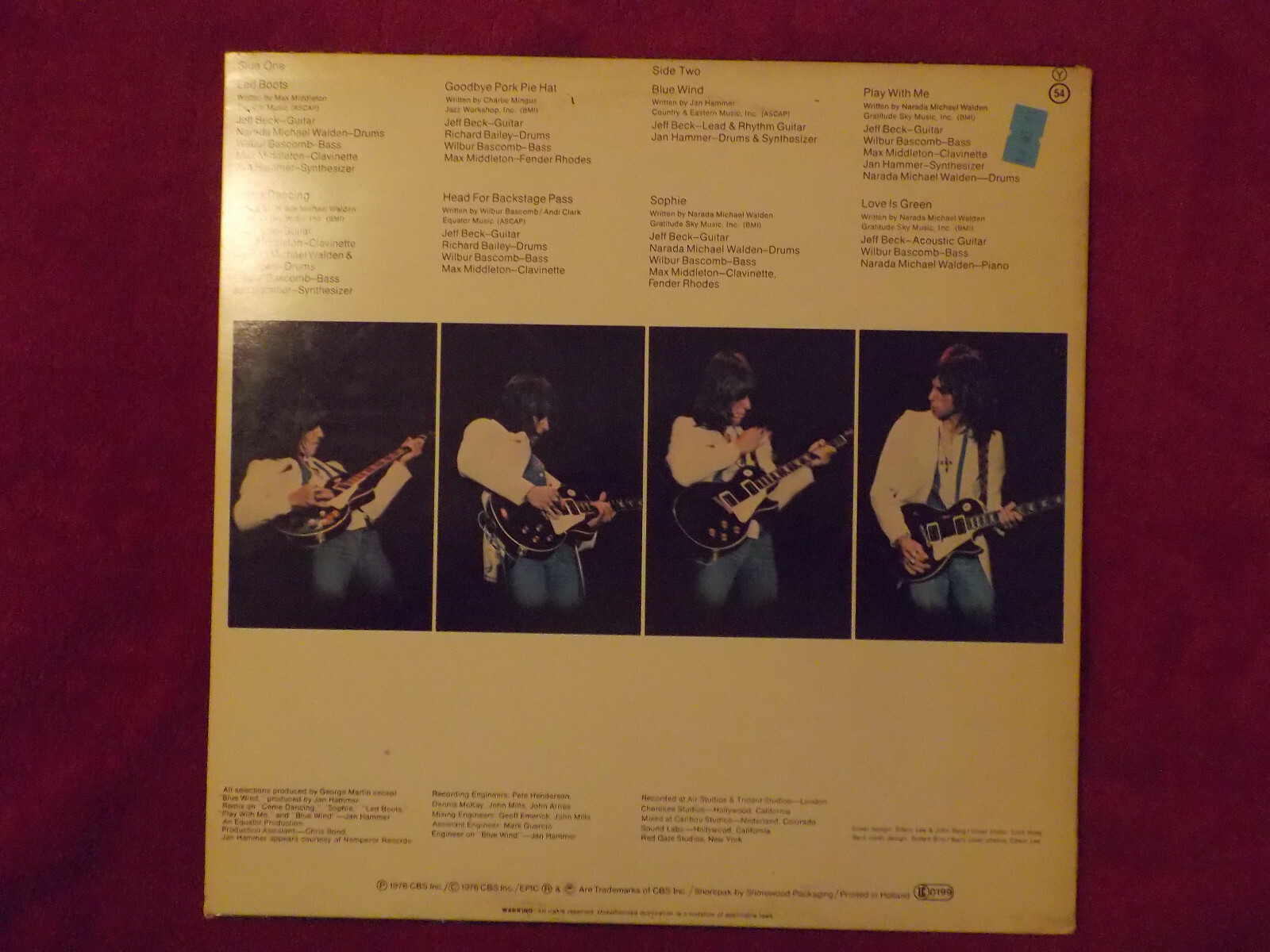 Jeff Beck – Wired (Epic Records, EPC 86012, LP, 1976), Bild 2