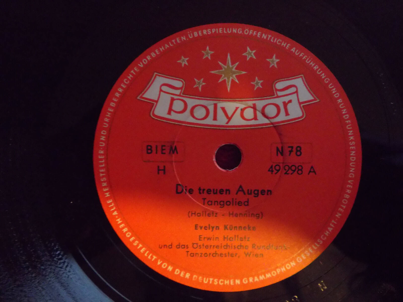 Evelyn Künneke – Die treuen Augen / Jede Frau in Bogota – Polydor 78 U/min
