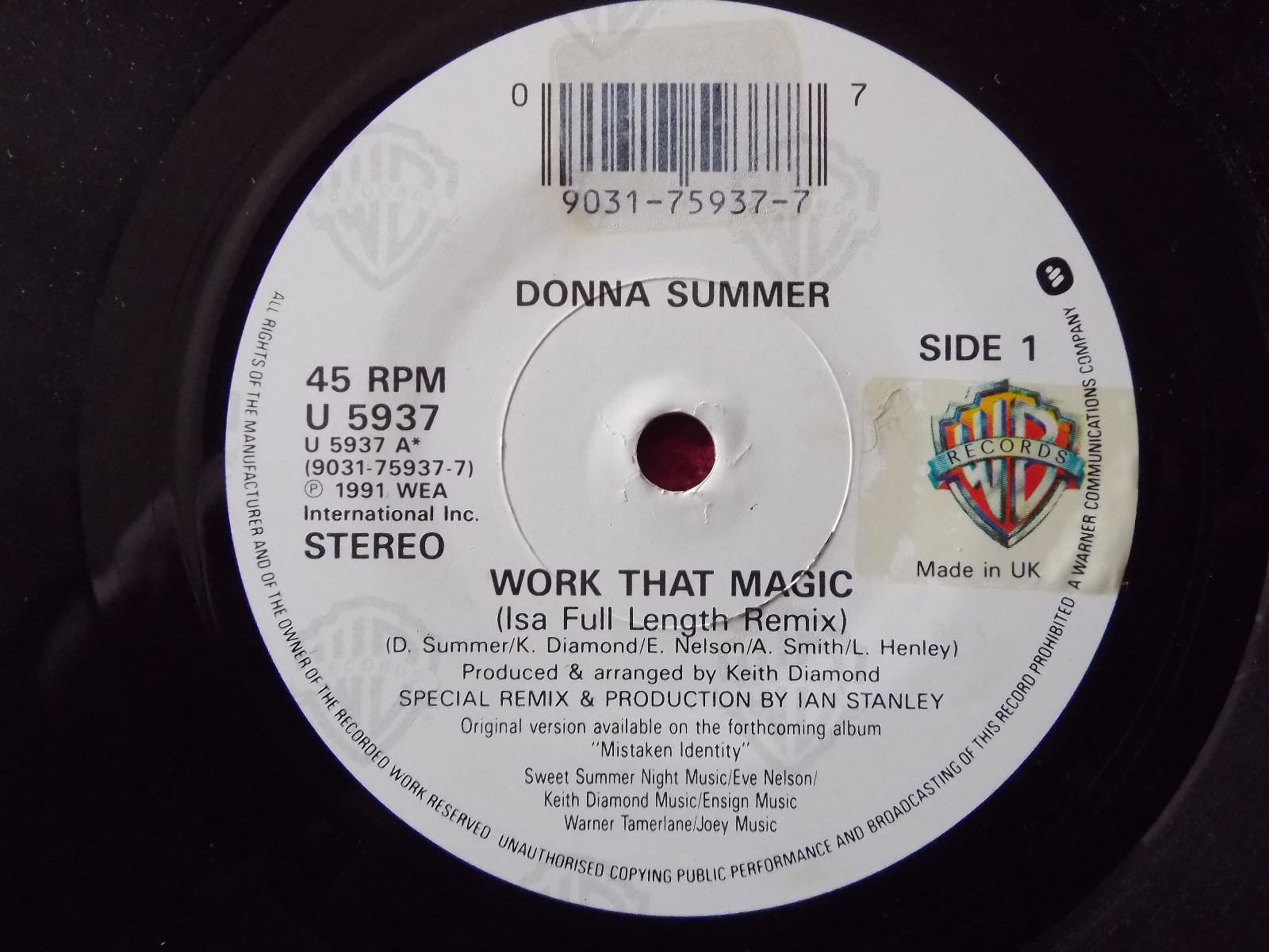 Donna Summer – Work that magic / Let there be peace (UK-Single)
