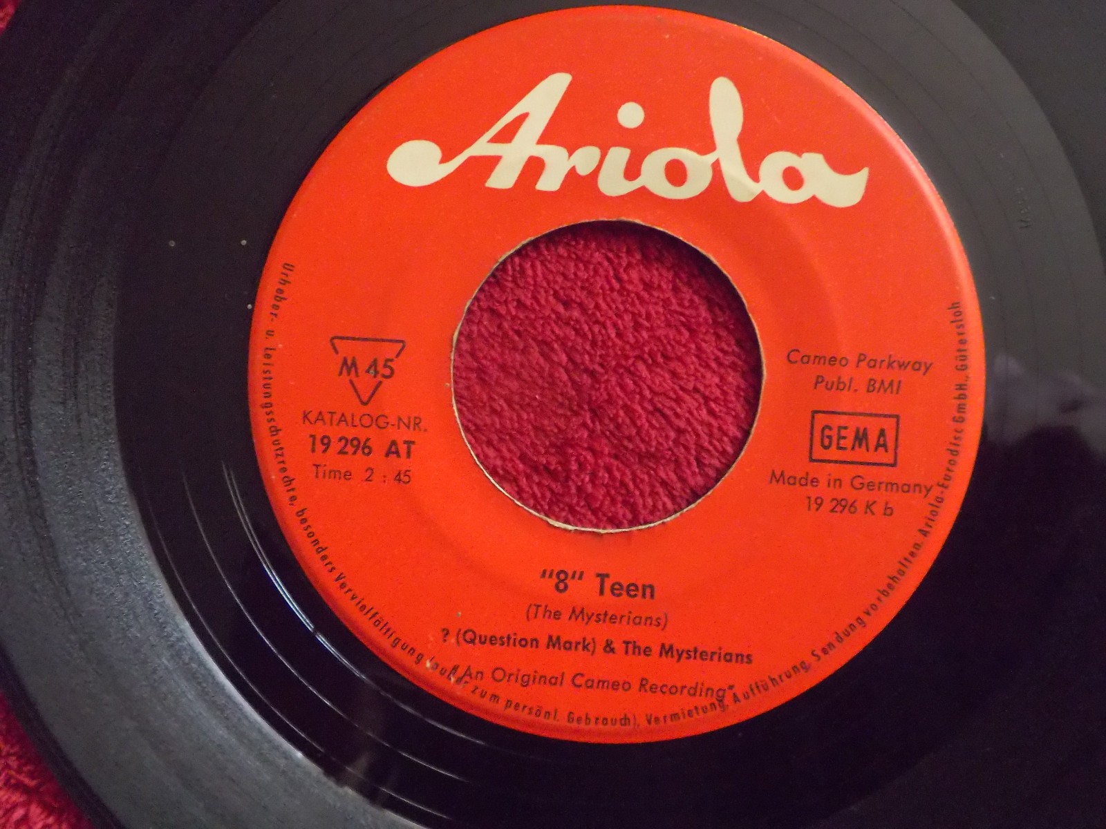 ? (Question Mark) & The Mysterians – I Need Somebody / "8" Teen (Ariola Records 19 296 AT), Bild 2