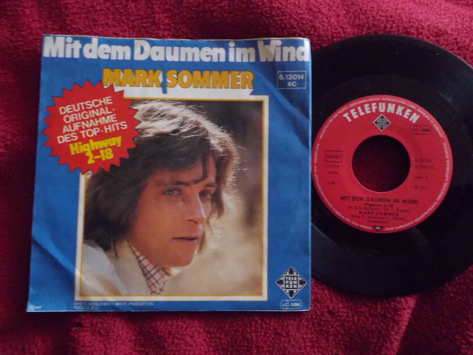 Mark Sommer – Mit dem Daumen im Wind / 100 Meilen · Decca Single, 1977