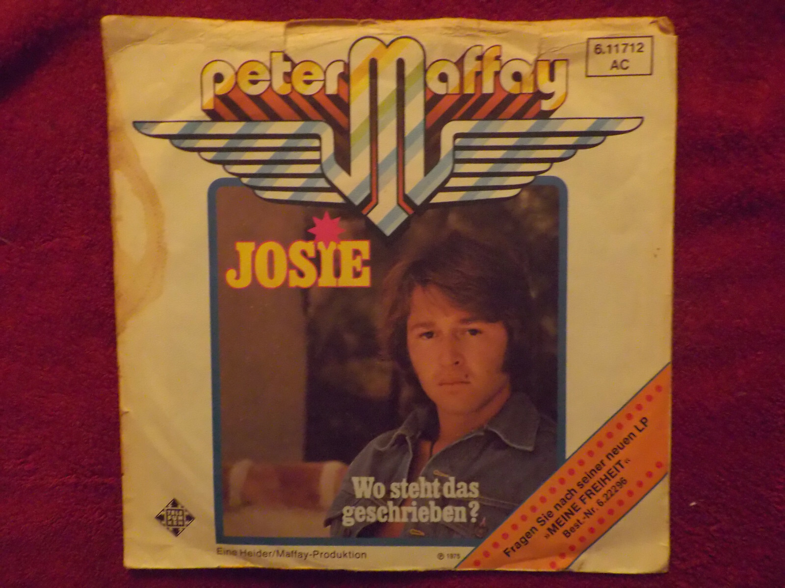 Peter Maffay – Josie / Wo steht das geschrieben? (Telefunken, 1975), Bild 3