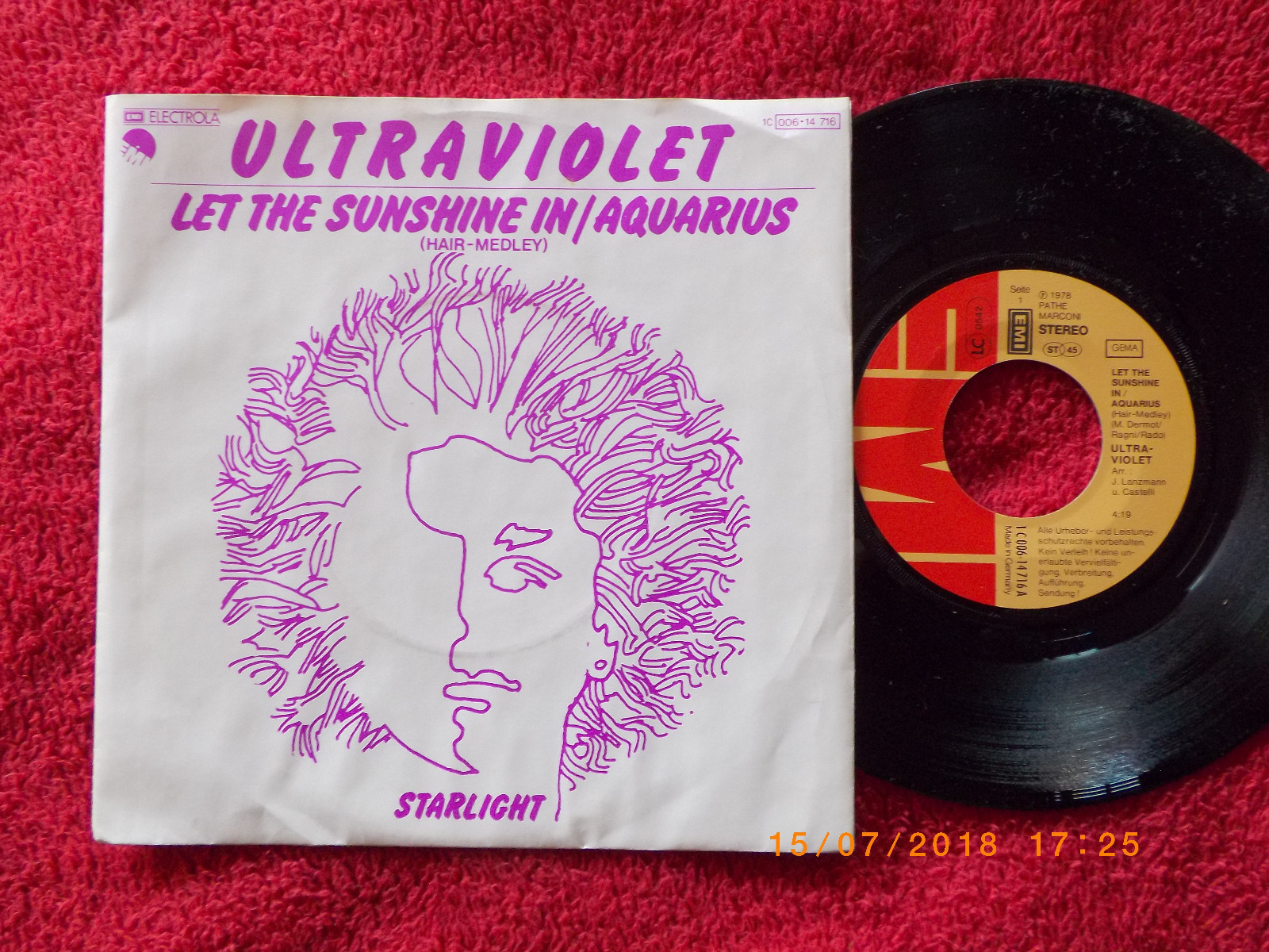 Ultraviolet – Let the sunshine in / Aquarius + Starlight (7″-Single, EMI Records, 1978)