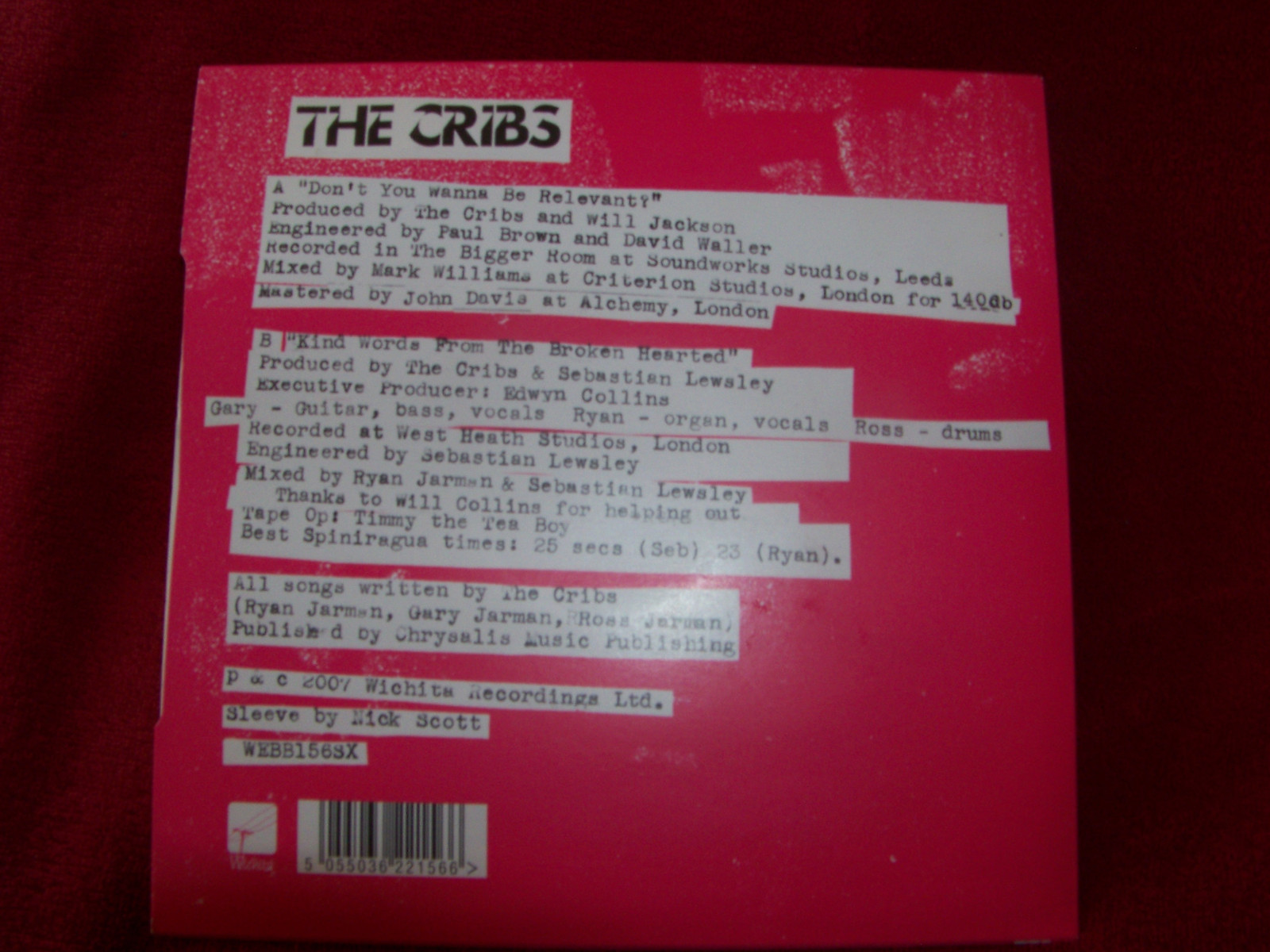 The Cribs – Don’t You Wanna Be Relevant? / Kind Words from the Broken Heart | 7-Inch-Single, Bild 2