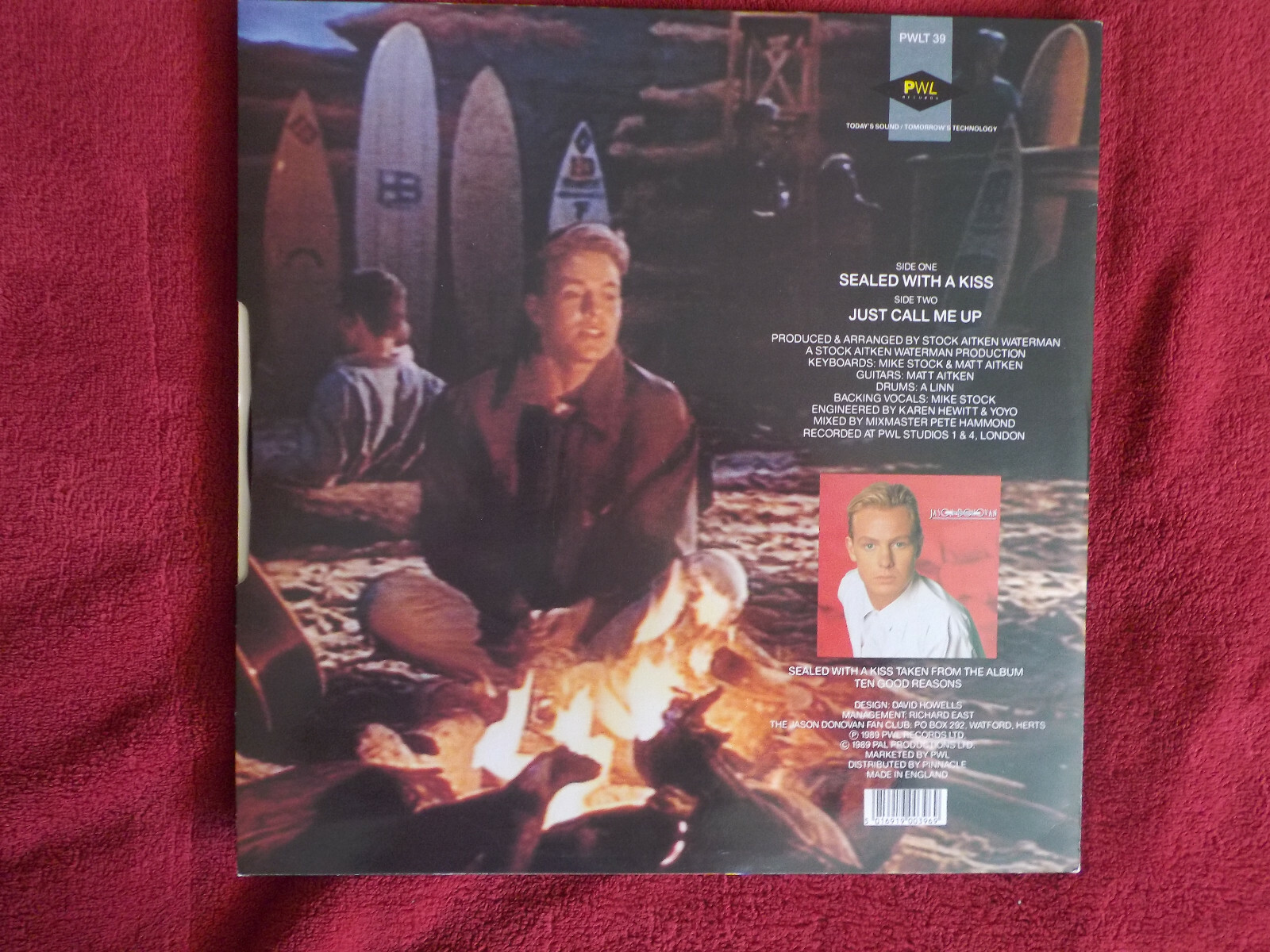 Jason Donovan – Sealed with a kiss / Just call me up (Maxi-Single, 1989), Bild 2