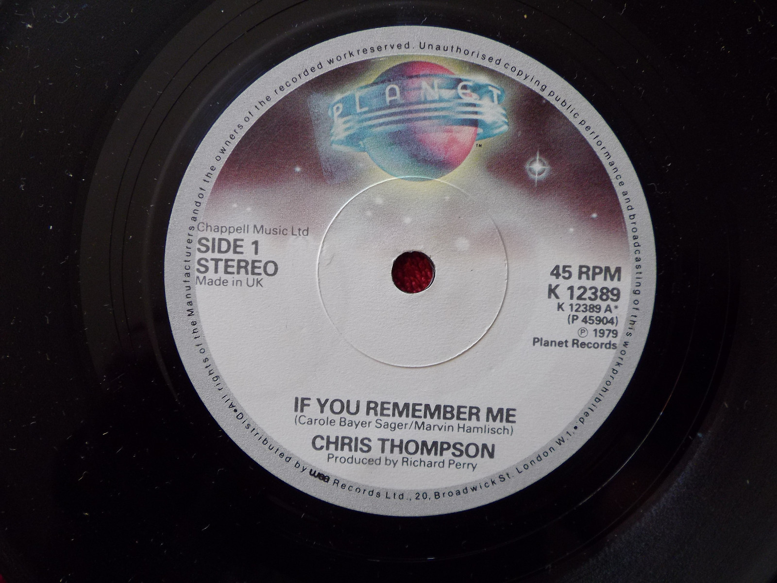 Chris Thompson – If You Remember Me / Theme from “The Champ” (Planet Records, K  12389, 1979)