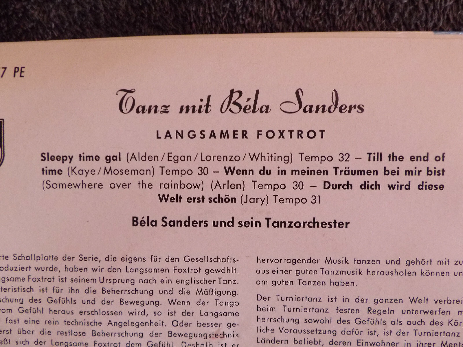Bela Sanders – Tanz mit Bela Sanders | Philips 7″-Single, 1960, Bild 3