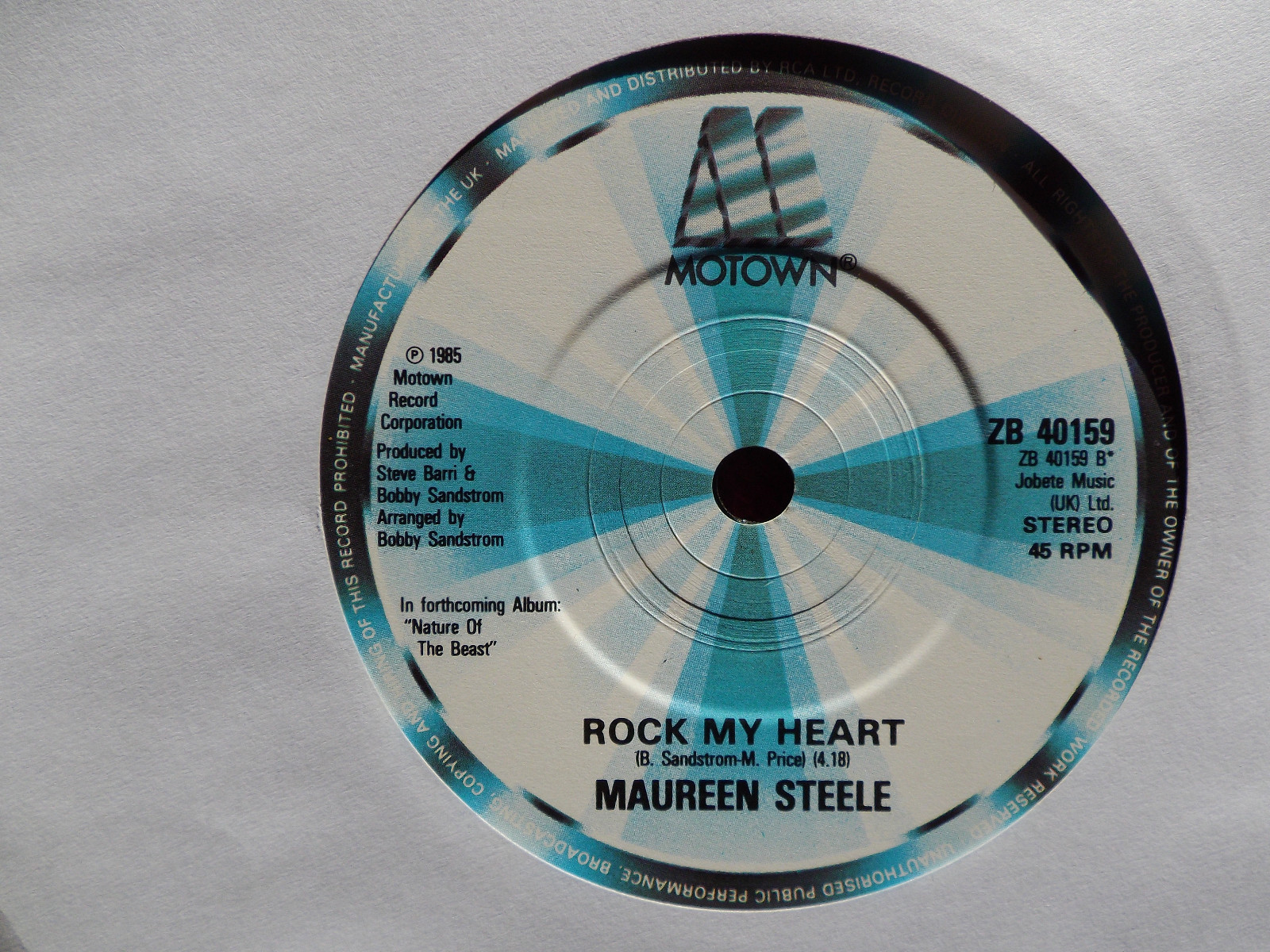 Maureen Steele – Save the night for me / Rock my heart (UK Motown-Single, 1985), Bild 2