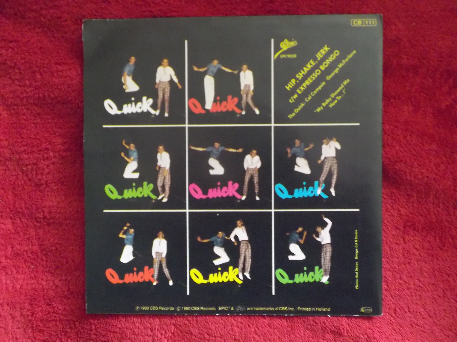 The Quick – Hip shake jerk / Expresso Bongo (Epic Records, EPC 9032), Bild 2