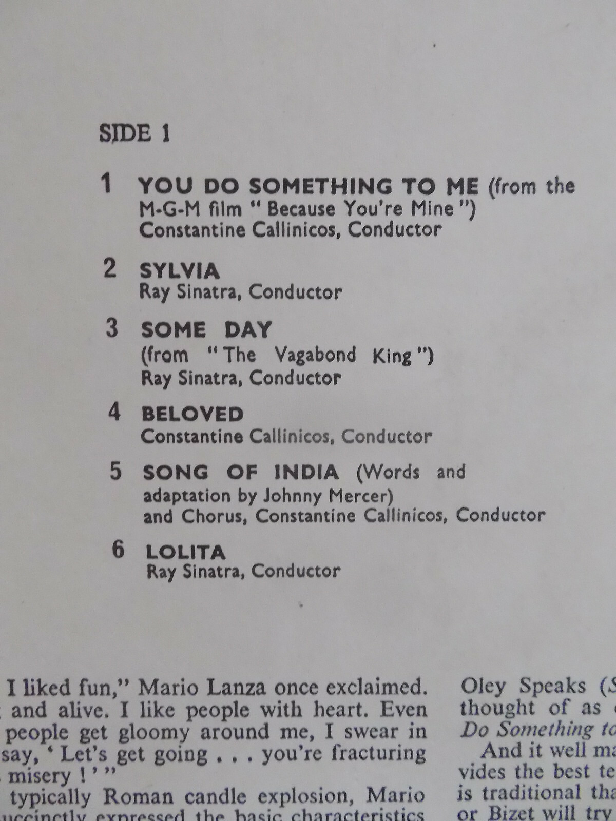 Mario Lanza – You do something to me | RCA Camden LP, Bild 3