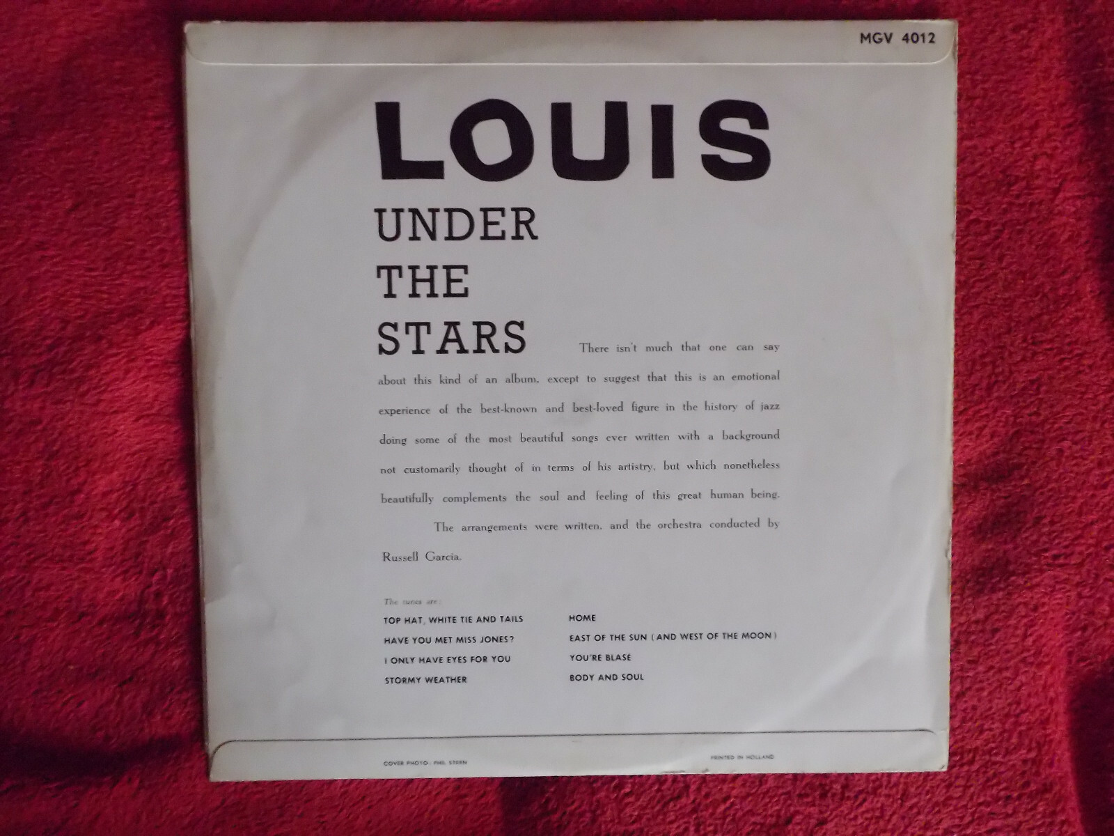 Louis Armstrong – Louis under the stars (LP, Verve Records, MGV 4012, Niederlande), Bild 2